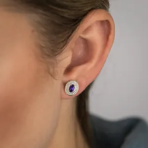 0.50 Carat Amethyst and Diamond Stud Earrings in 9ct Yellow Gold