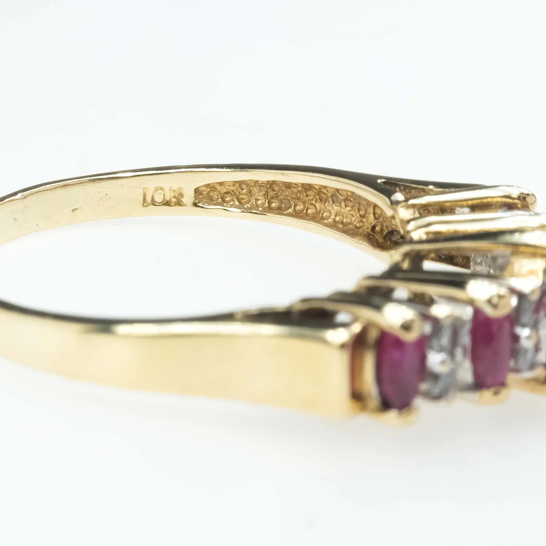 0.53ctw Ruby & Diamond Accented Pyramid Ring in 10K Yellow Gold