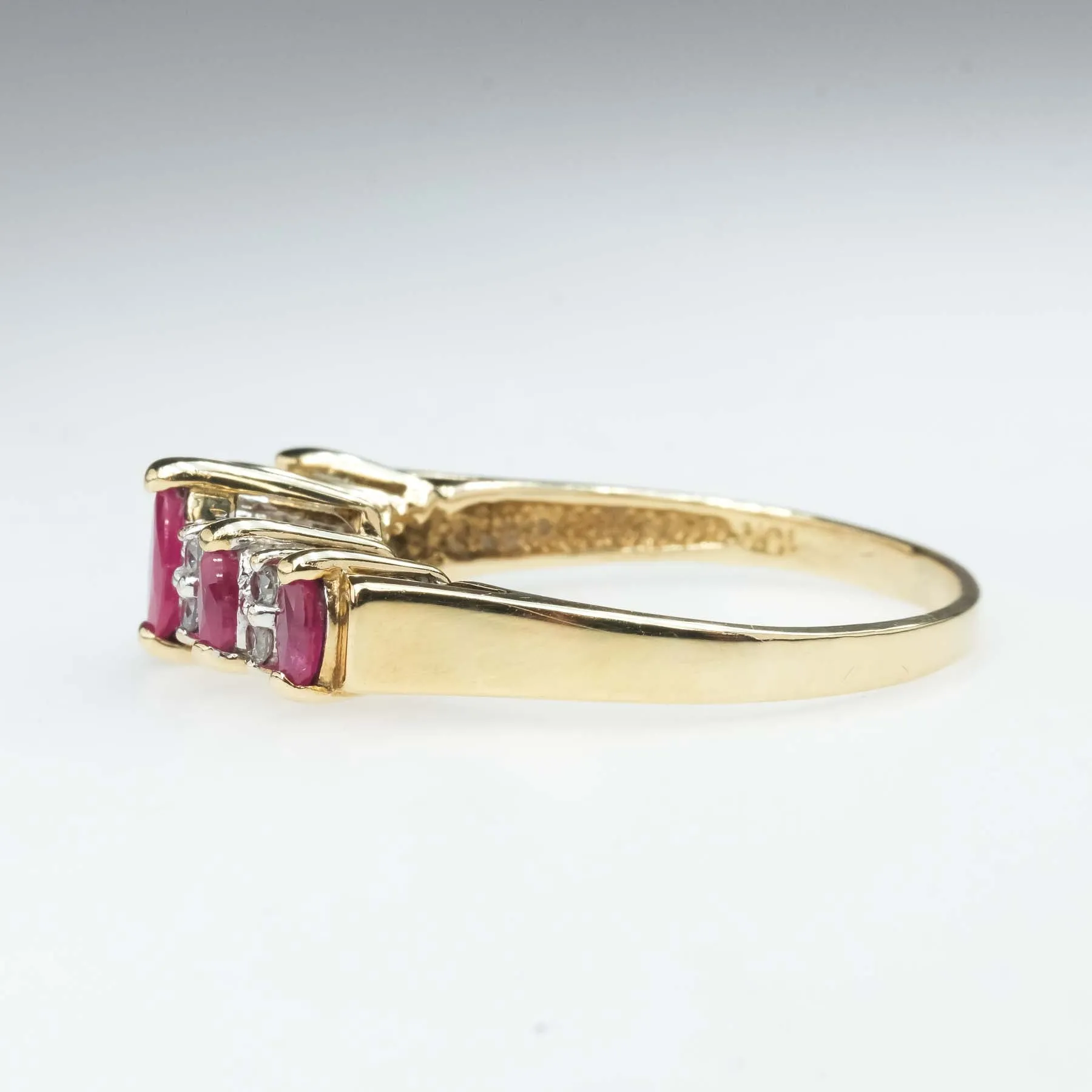 0.53ctw Ruby & Diamond Accented Pyramid Ring in 10K Yellow Gold