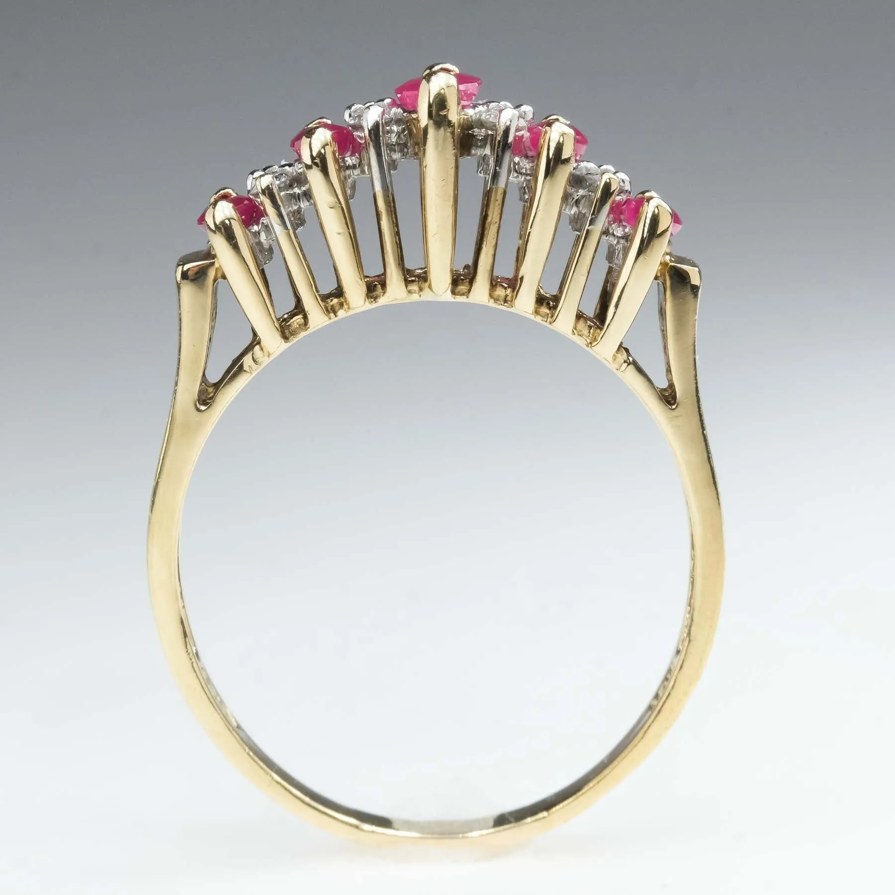 0.53ctw Ruby & Diamond Accented Pyramid Ring in 10K Yellow Gold