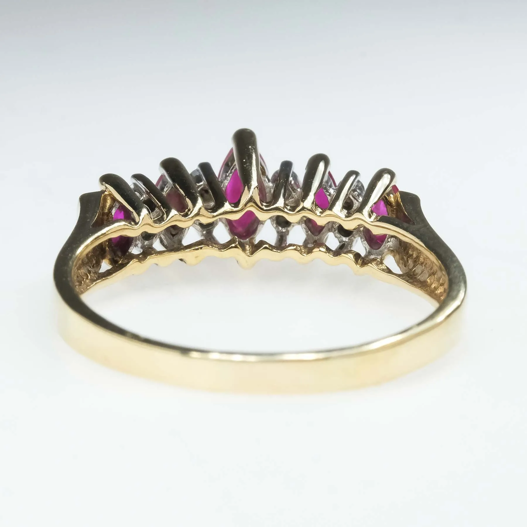 0.53ctw Ruby & Diamond Accented Pyramid Ring in 10K Yellow Gold