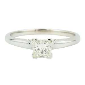 0.75ct Princess Cut Diamond H/VS1 Solitaire Engagement Ring in 14K White Gold - Size 9.75
