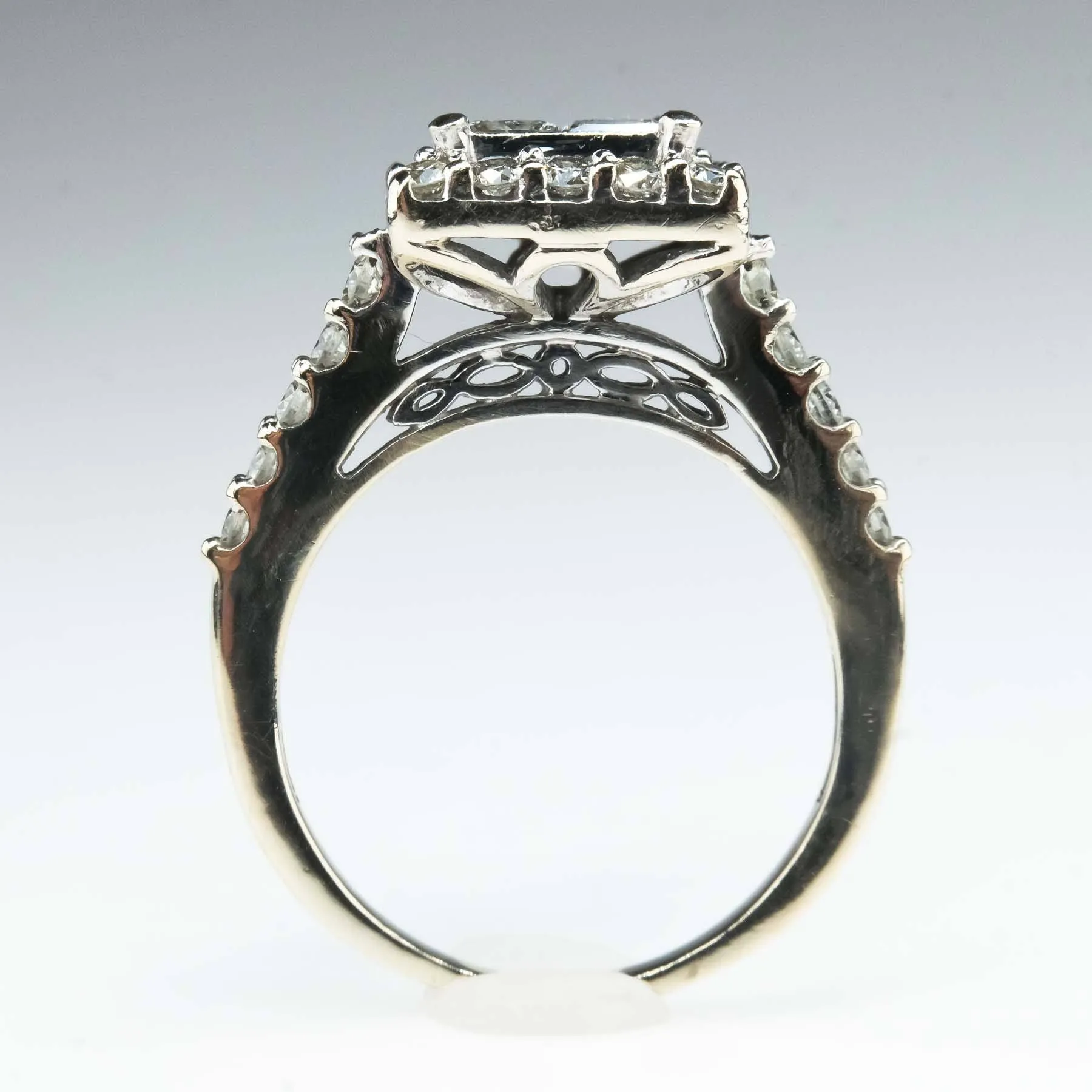 1.00ctw Diamond Accented Halo Quad Cluster Engagement Ring in 14K White Gold