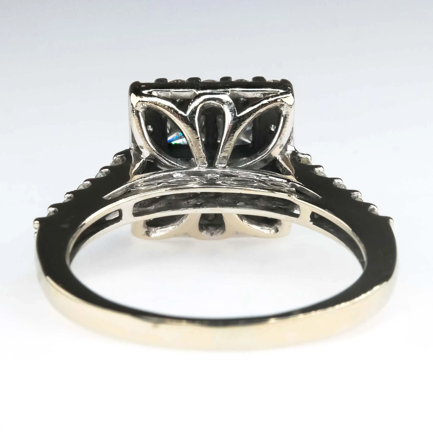 1.00ctw Diamond Accented Halo Quad Cluster Engagement Ring in 14K White Gold