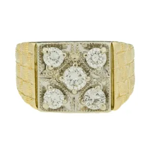 1.00ctw Diamond Cluster Men's Ring in Two Tone 14K Gold - Size 8.25