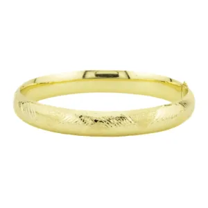 10mm Fashion Hollow Bangle 8" Bracelet in 14K Yellow Gold