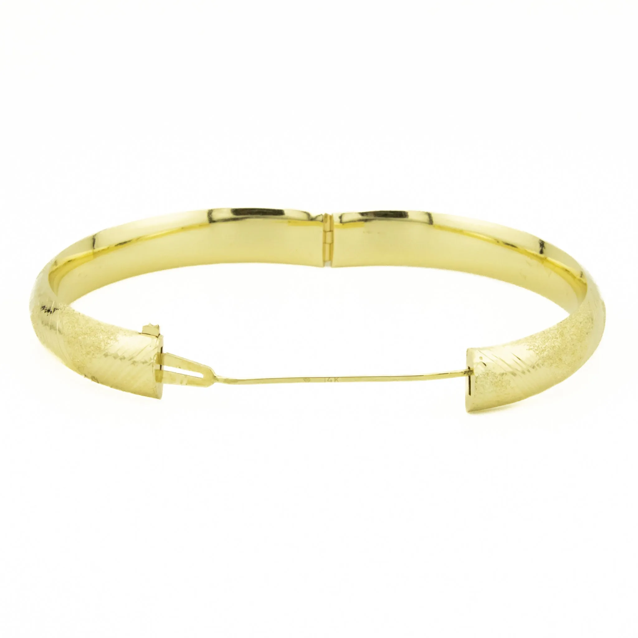 10mm Fashion Hollow Bangle 8" Bracelet in 14K Yellow Gold