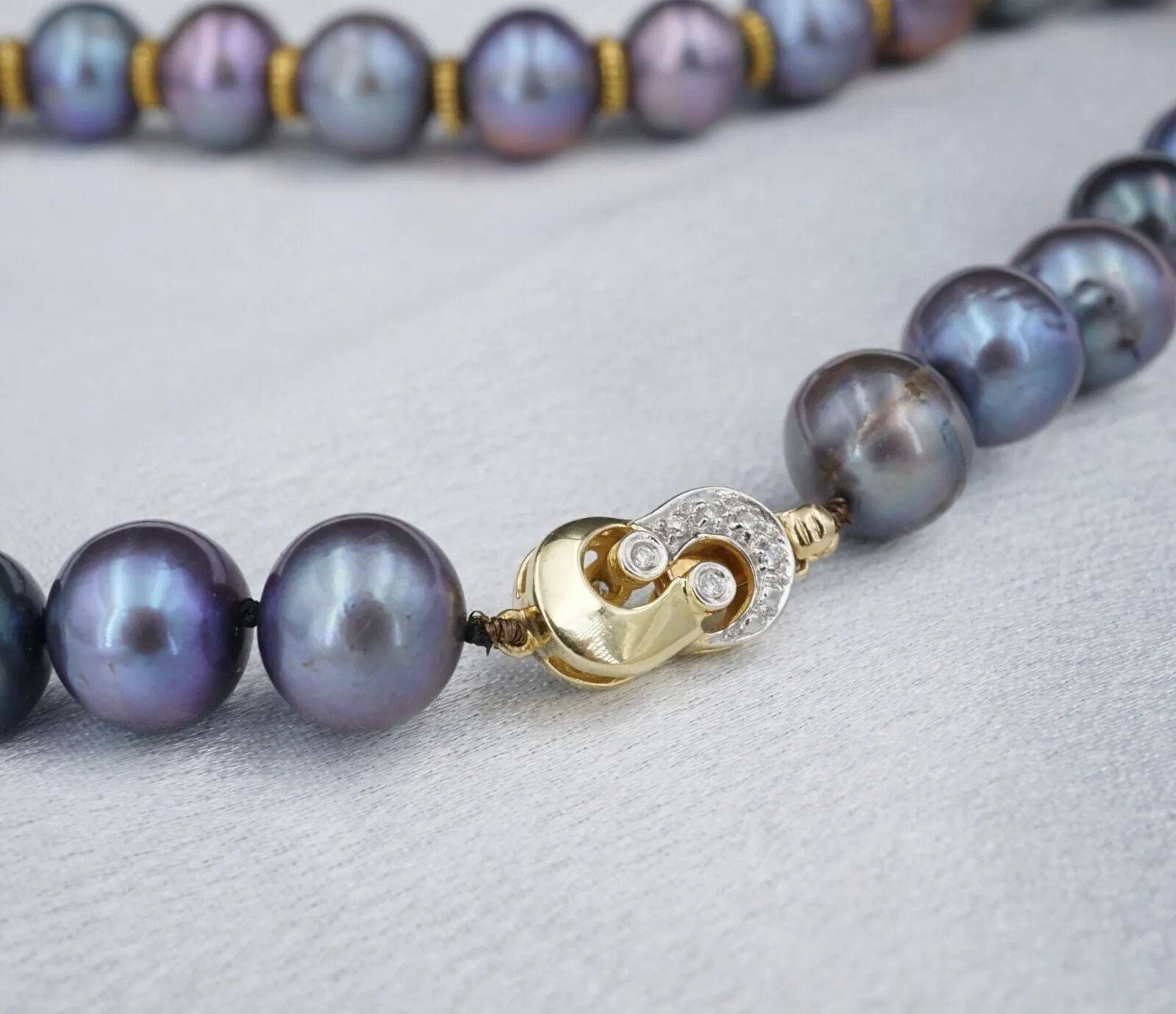 14k Tahitian Pearl Necklace Strand Yellow Gold 9-11mm 16" Choker NG1517