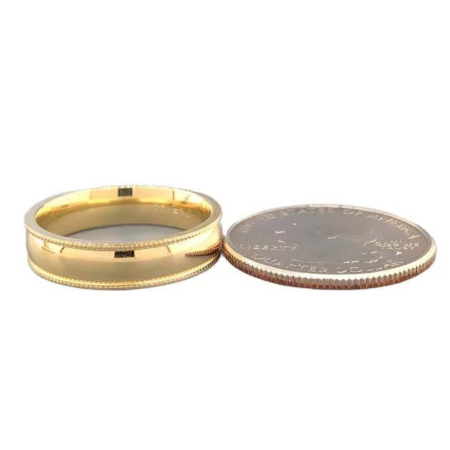 14K Y Gold 5.0mm Milgrain Edge Band
