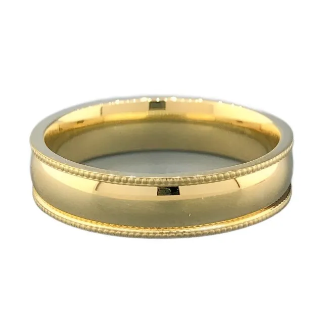14K Y Gold 5.0mm Milgrain Edge Band
