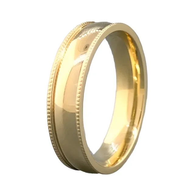 14K Y Gold 5.0mm Milgrain Edge Band