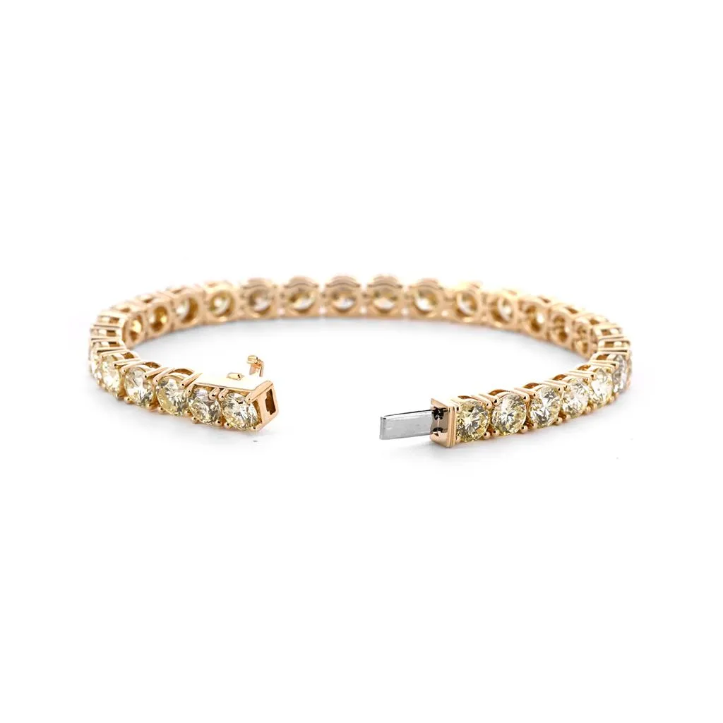 15.32ctw Round Diamond Tennis Bracelet, 6.75" - 14K Yellow Gold