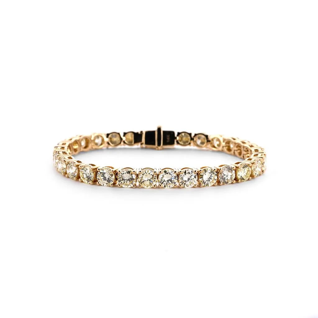 15.32ctw Round Diamond Tennis Bracelet, 6.75" - 14K Yellow Gold