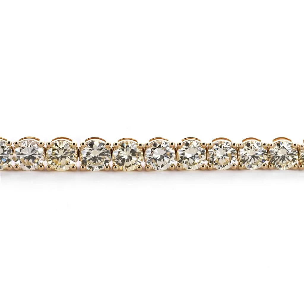 15.32ctw Round Diamond Tennis Bracelet, 6.75" - 14K Yellow Gold