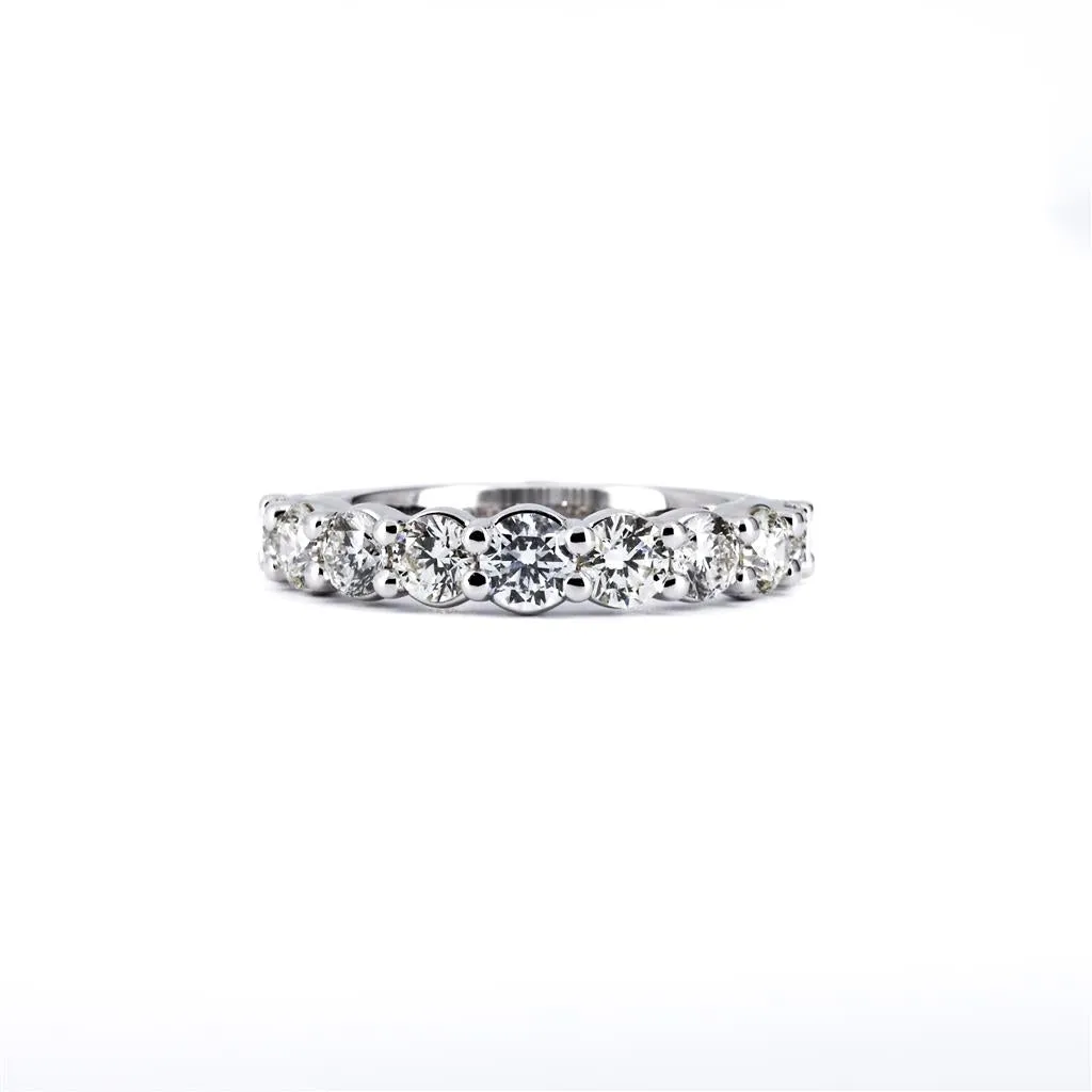 1.73CTW 9 DIAMOND BAND, Round, Size 6.5 - 14K WHITE GOLD