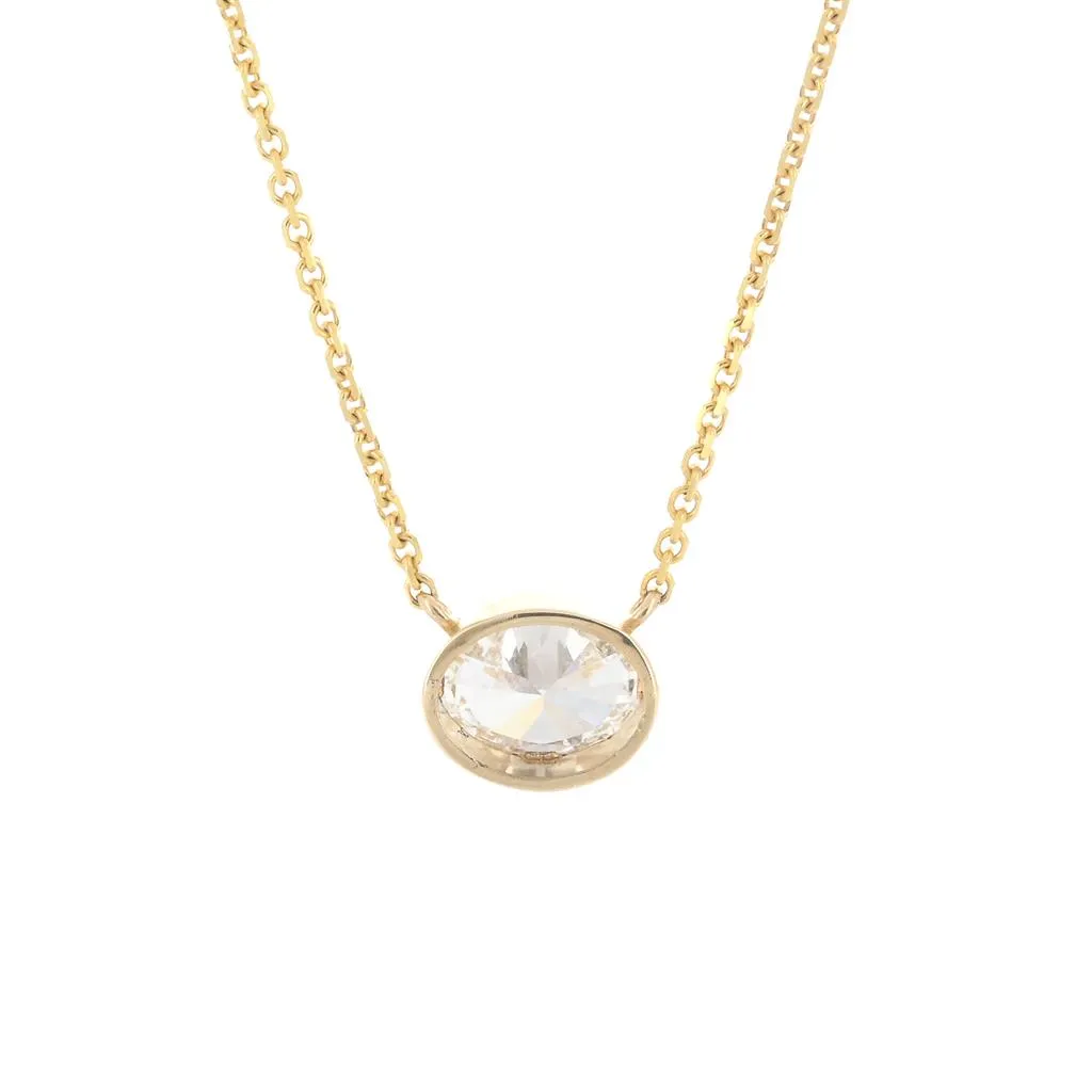 1.79ct Lab-Grown Oval Diamond Bezel Pendant, 18  14K Yellow Gold