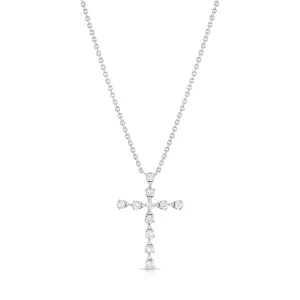 18K White Gold 0.39ctw Diamond Cross Pendant Necklace