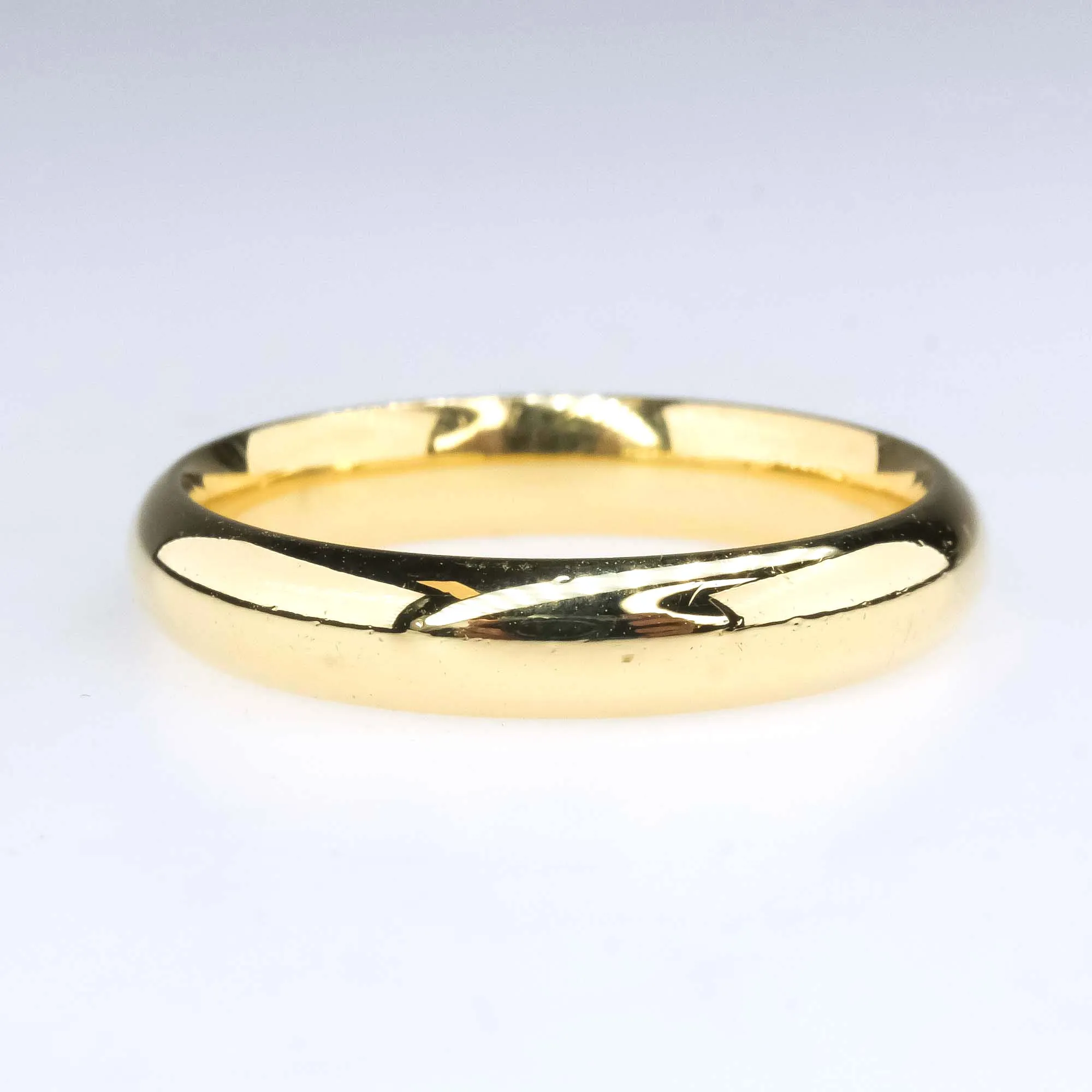 18K Yellow Gold 3.5mm Wide Comfort Fit Wedding Band Ring Size 6