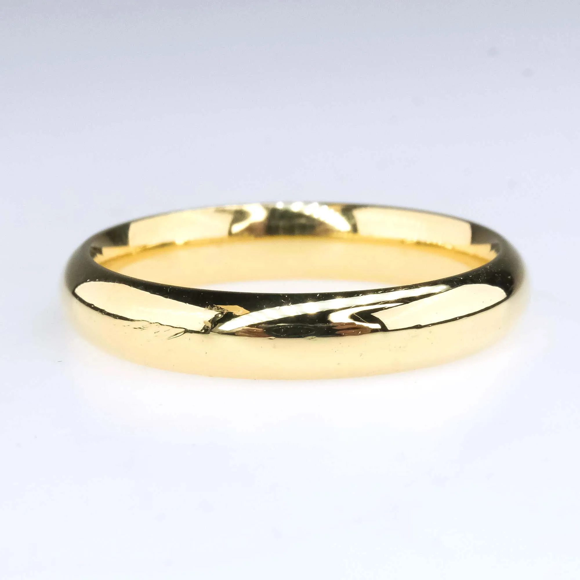 18K Yellow Gold 3.5mm Wide Comfort Fit Wedding Band Ring Size 6