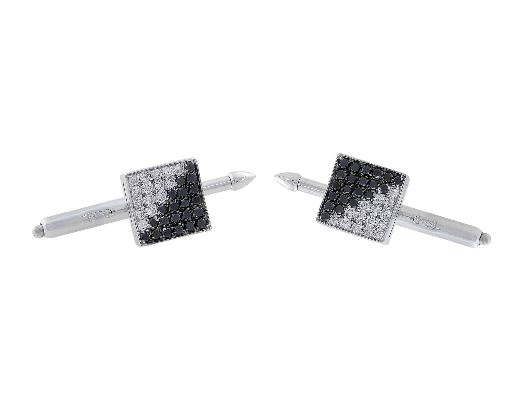 18kt White Gold Diamond & Mother of Pearl CuffLinks