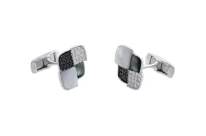 18kt White Gold Diamond & Mother of Pearl CuffLinks