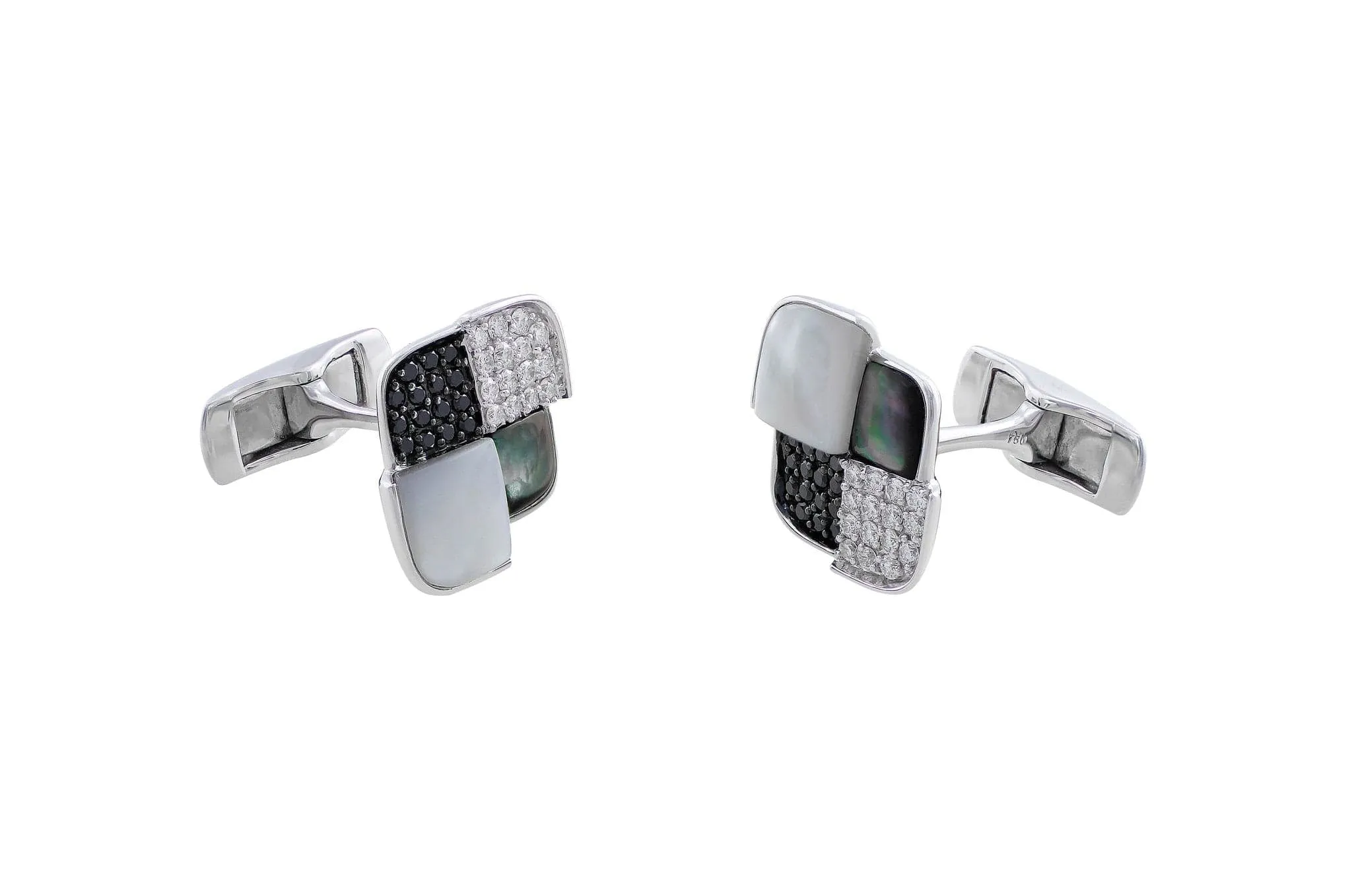 18kt White Gold Diamond & Mother of Pearl CuffLinks