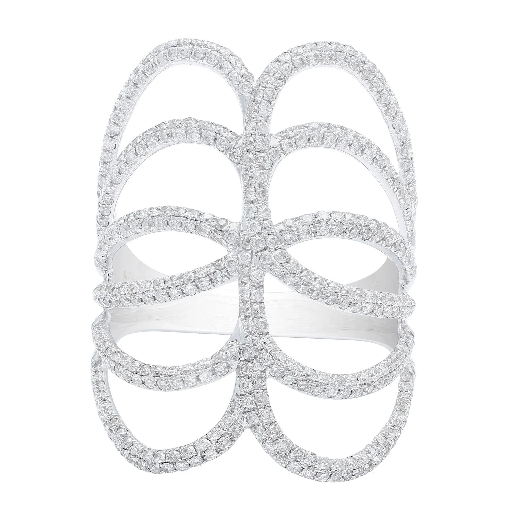 18kt White Gold Modern Lace Pav Ring