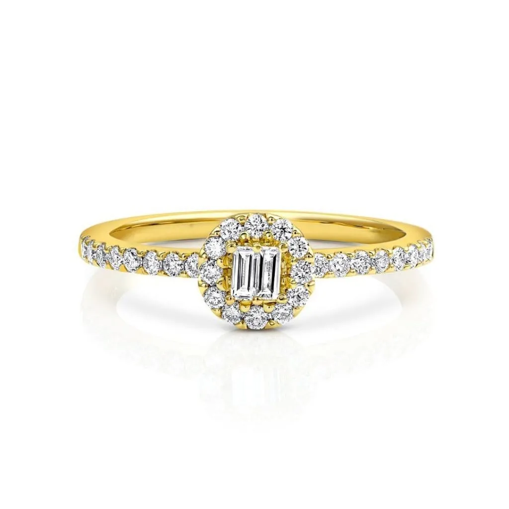 18kt Yellow Gold 0.34ctw Halo Pav Band