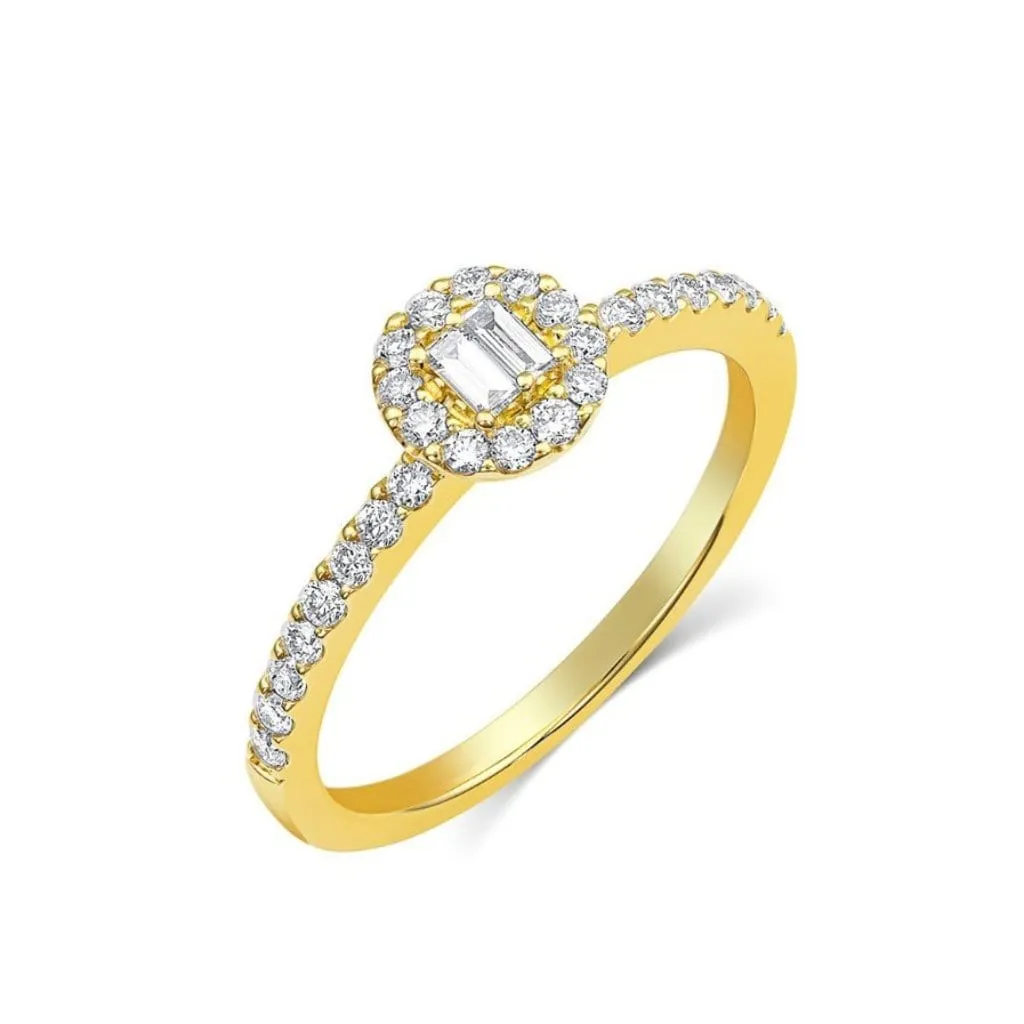 18kt Yellow Gold 0.34ctw Halo Pav Band