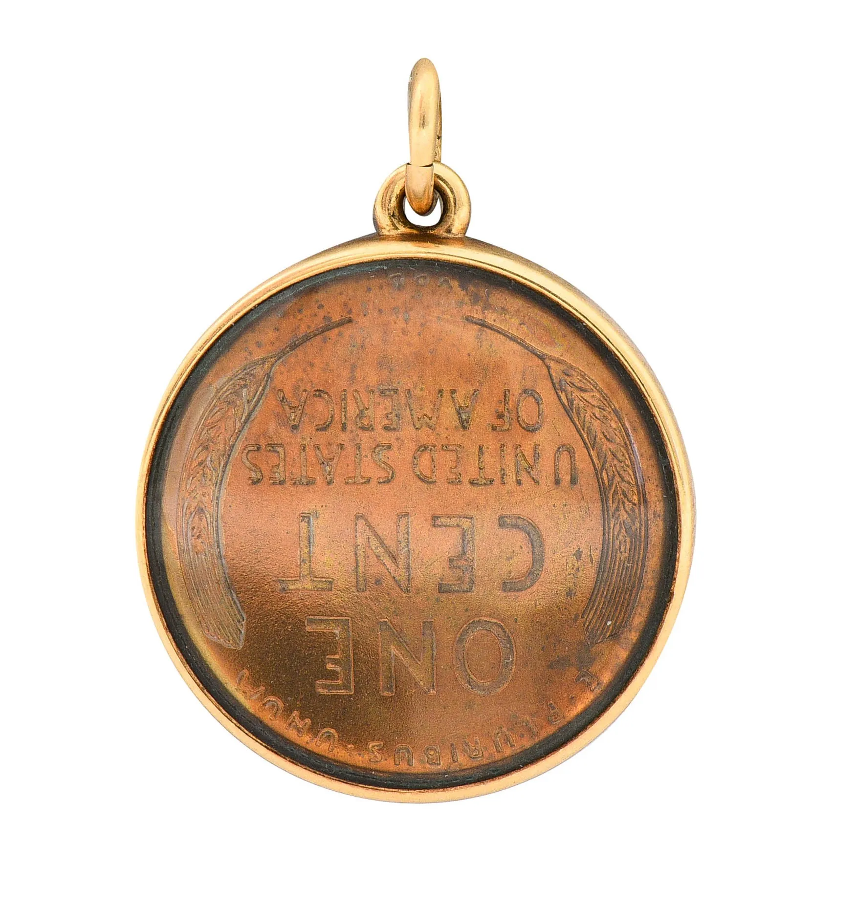 1908 Antique 14 Karat Gold Penny Charm