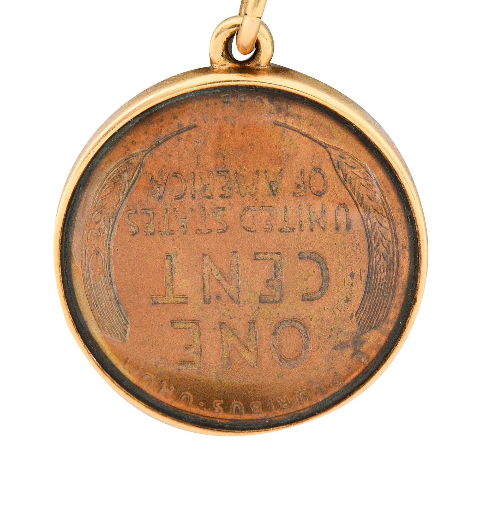 1908 Antique 14 Karat Gold Penny Charm