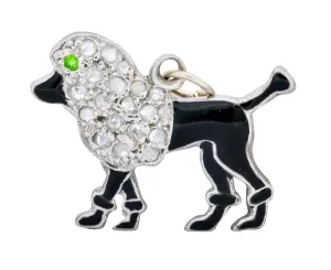 1920s Art Deco Pave Diamond Enamel Platinum Poodle Charm