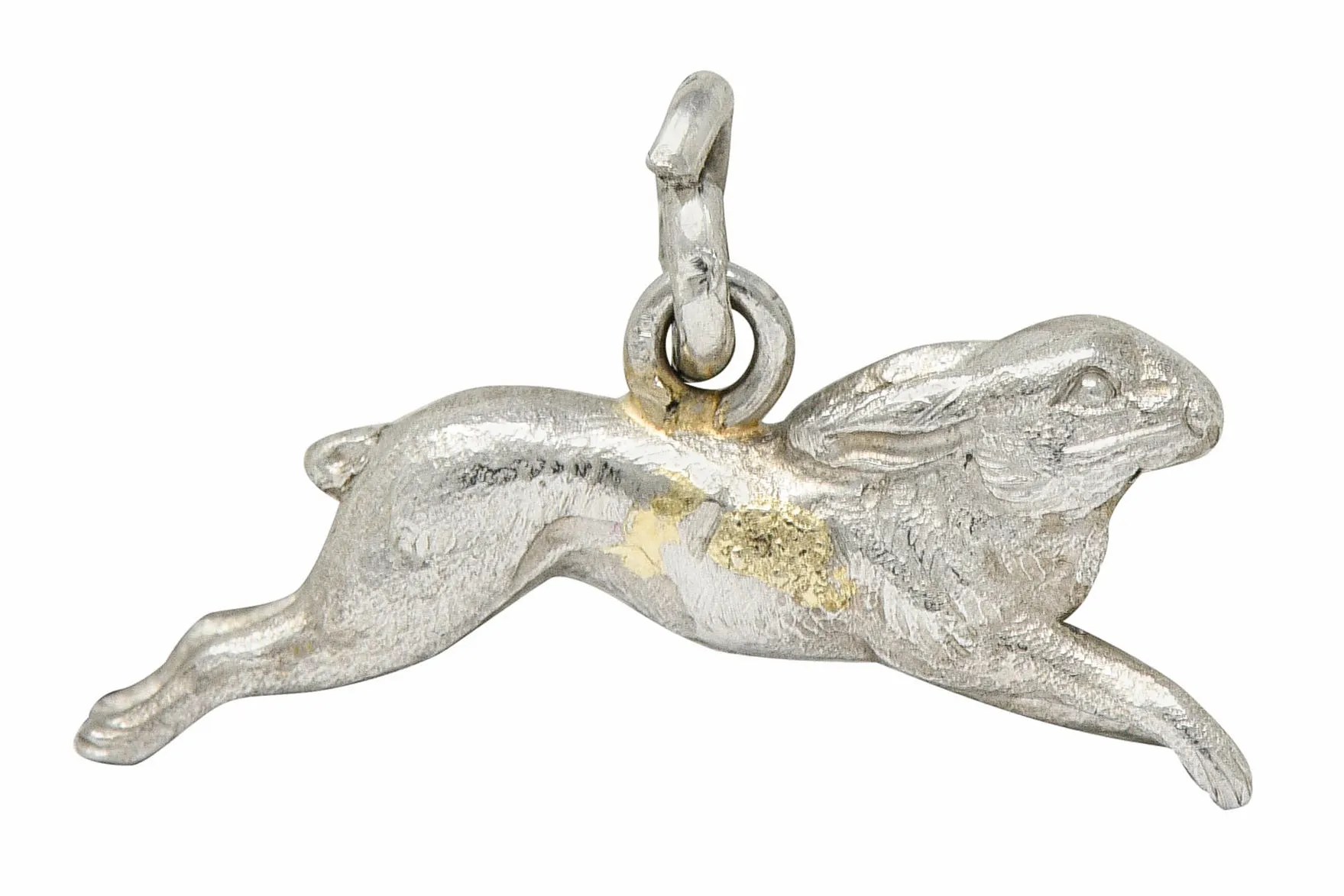 1920's Art Deco Pave Diamond Platinum Rabbit Charm