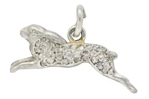 1920's Art Deco Pave Diamond Platinum Rabbit Charm