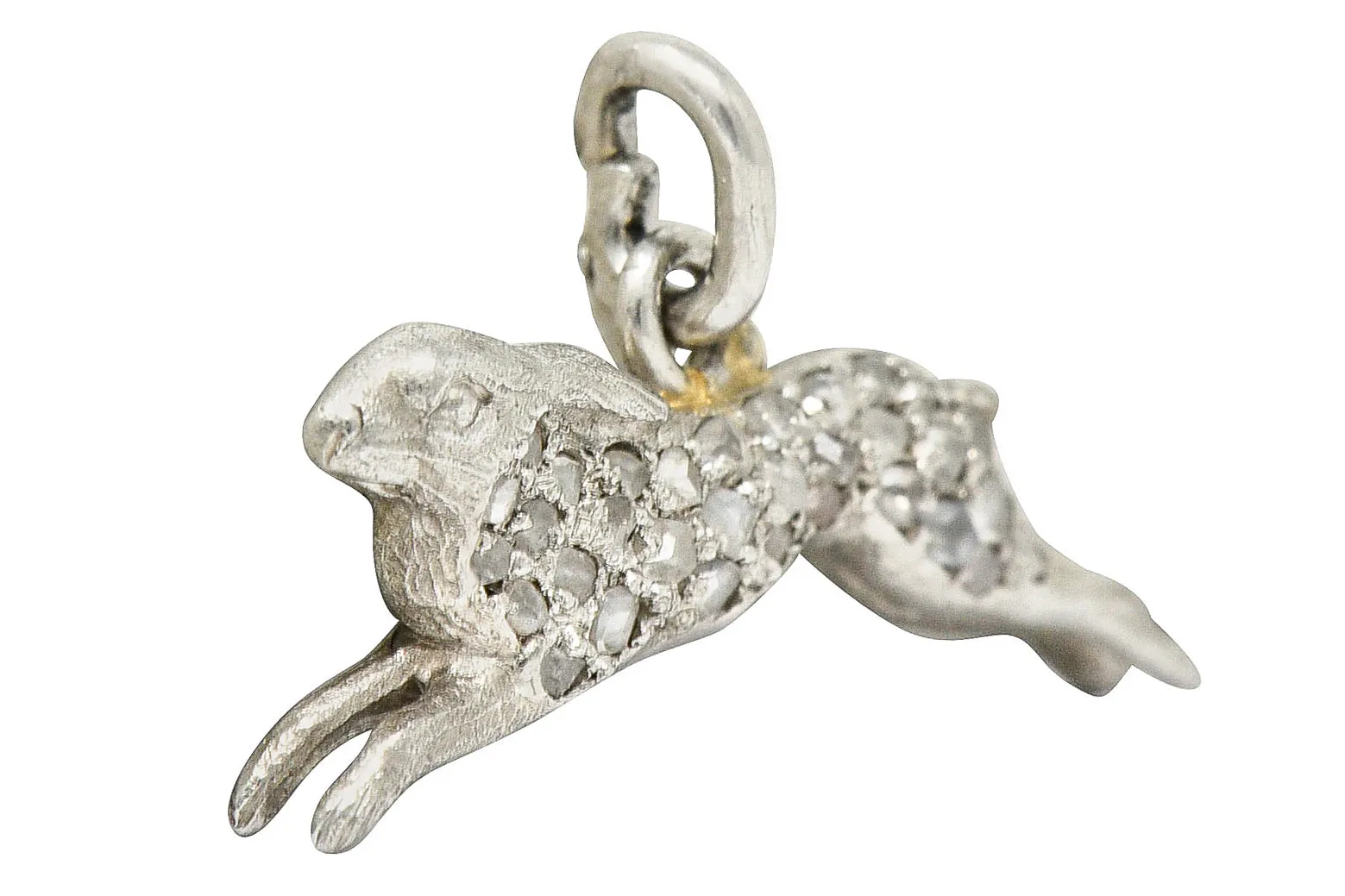 1920's Art Deco Pave Diamond Platinum Rabbit Charm