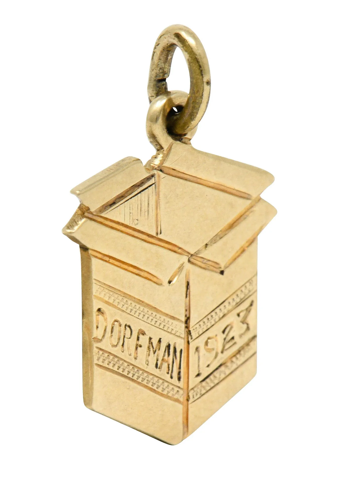 1923 Early Art Deco 14 Karat Gold Dorfman Box Charm