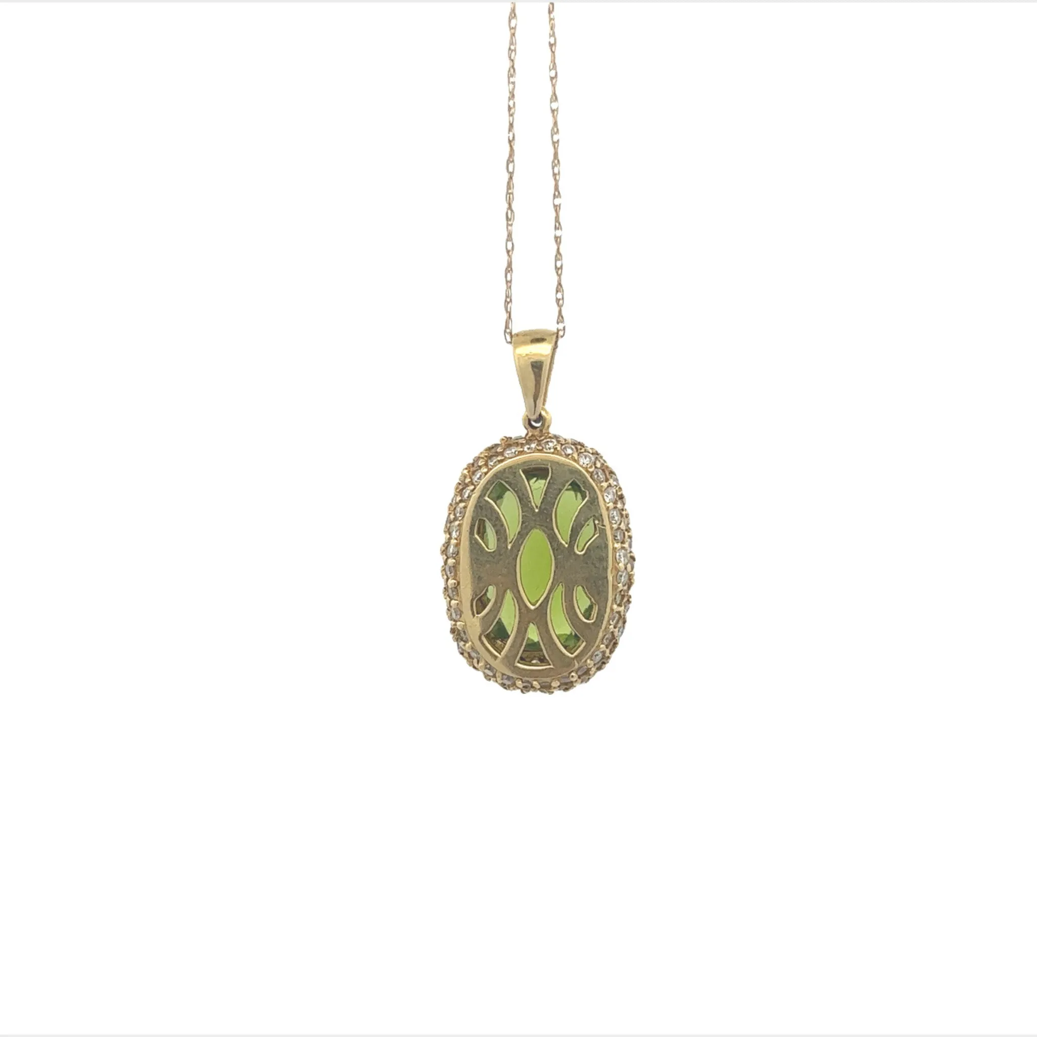 1960s 18KT Yellow Gold Peridot & Diamond Necklace