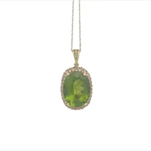 1960s 18KT Yellow Gold Peridot & Diamond Necklace
