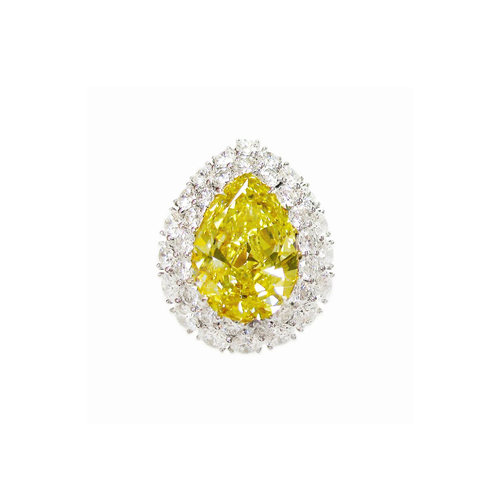 1980s Platinum Yellow Diamond Ring