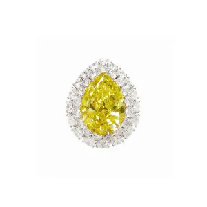 1980s Platinum Yellow Diamond Ring
