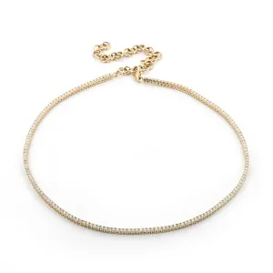 2.46ctw Round Diamond Tennis Choker - Yellow Gold