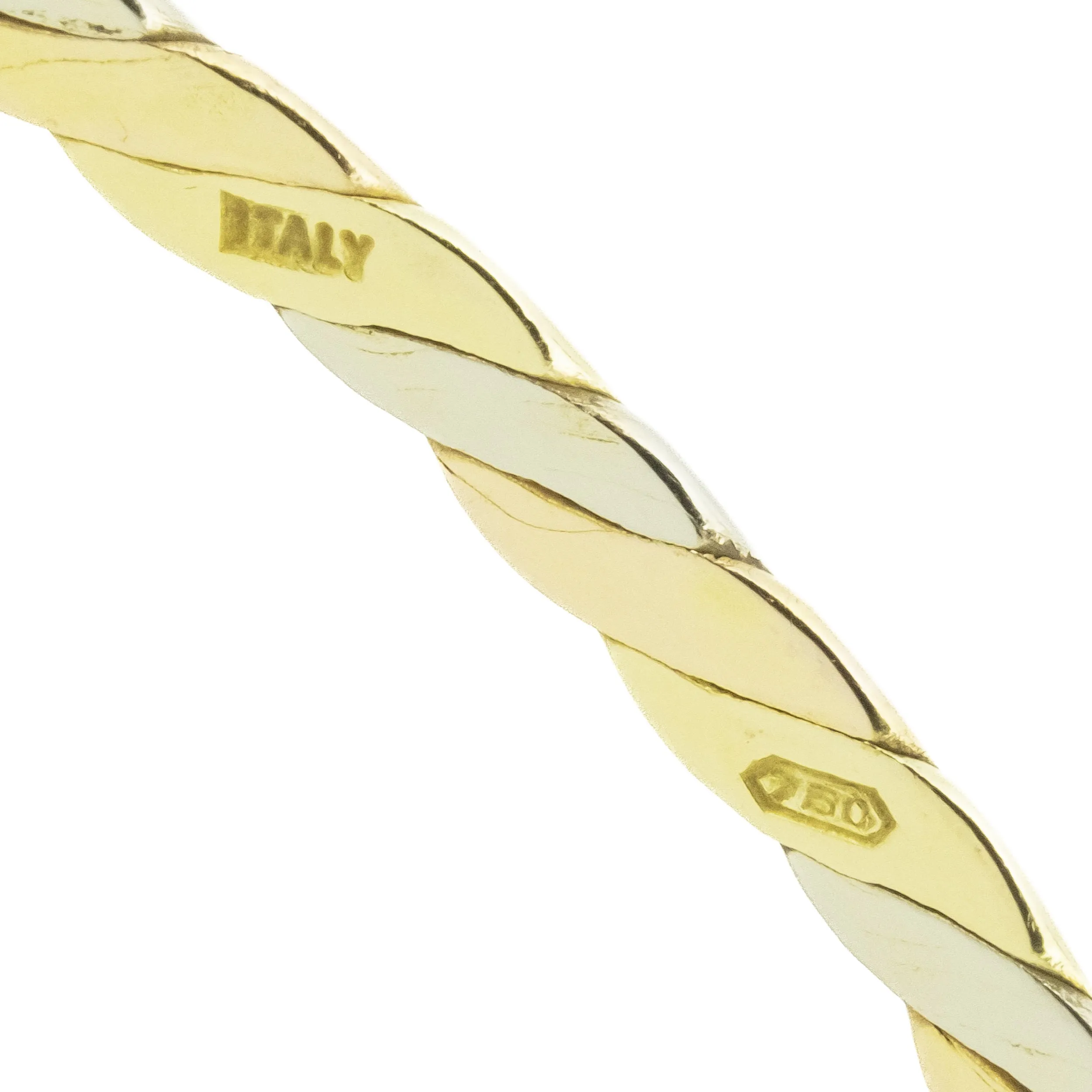 3.7mm Fashion Bangle 8.75" Bracelet in 18K Three-Tone Gold
