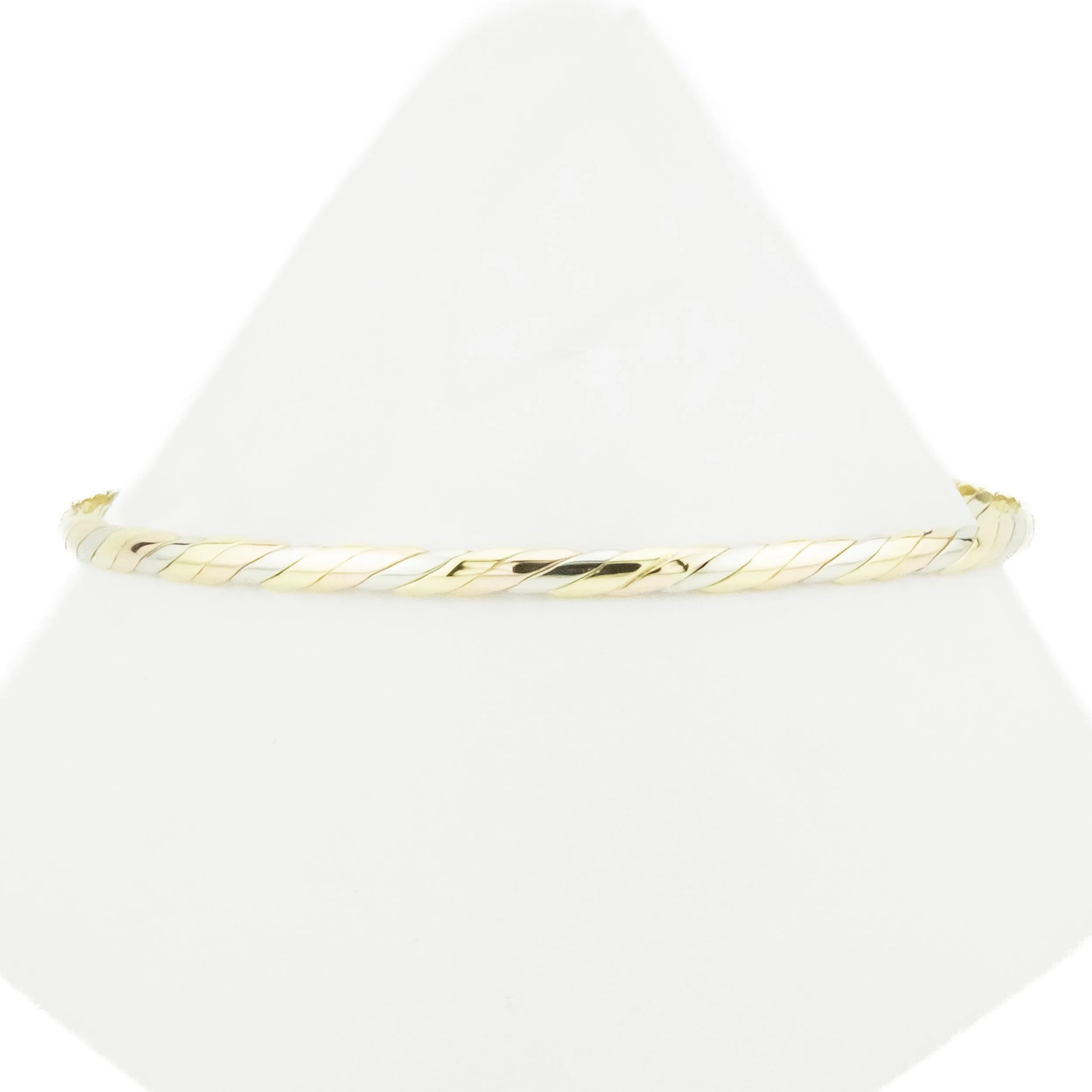 3.7mm Fashion Bangle 8.75" Bracelet in 18K Three-Tone Gold