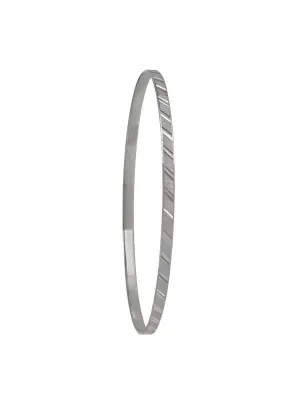 3MM WHITE GOLD DIAMOND CUT SLIP ON BANGLE
