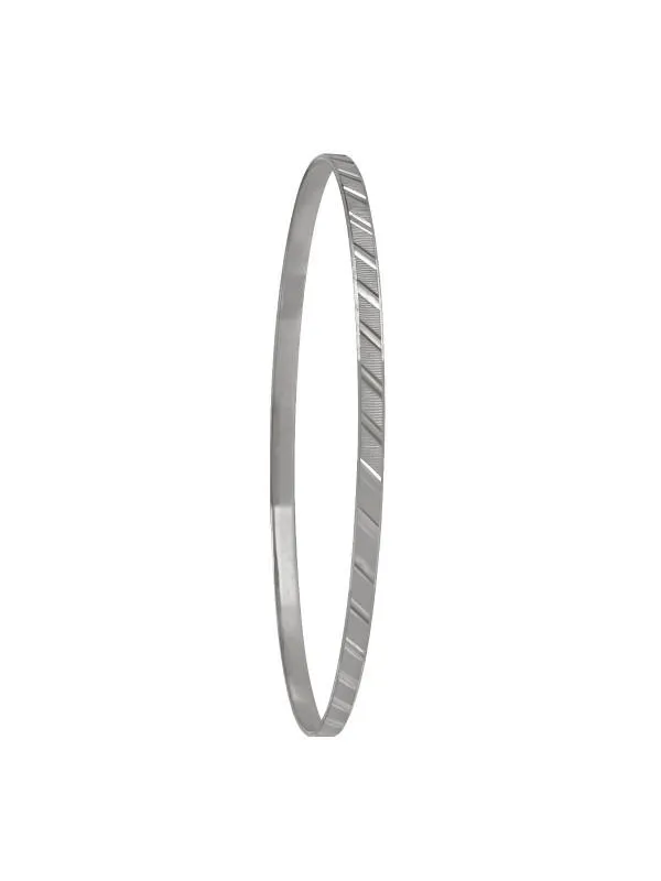 3MM WHITE GOLD DIAMOND CUT SLIP ON BANGLE