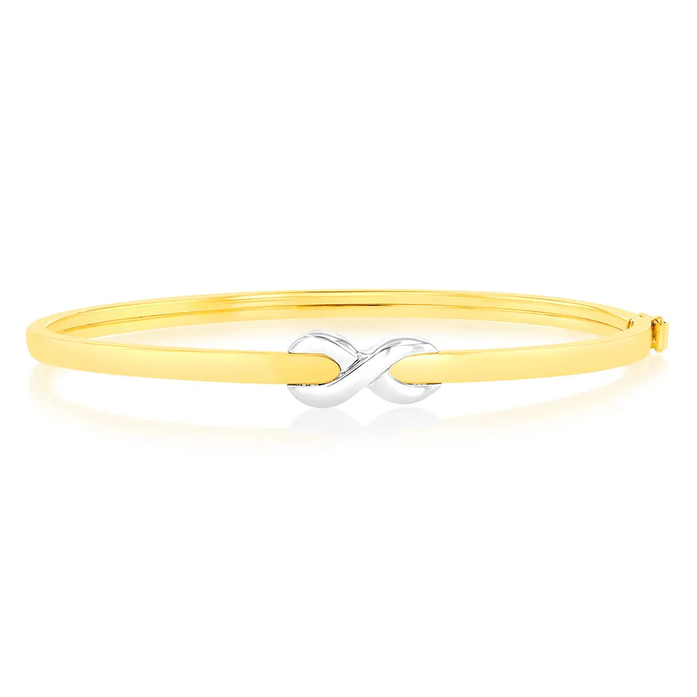9ct Two Tone Yellow And White Gold Silverfilled Fancy Infinity Bangle