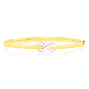 9ct Two Tone Yellow And White Gold Silverfilled Fancy Infinity Bangle