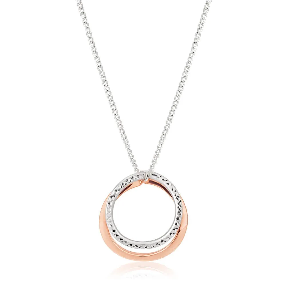 9ct White And Rose Gold 2 Round Curl Pendant
