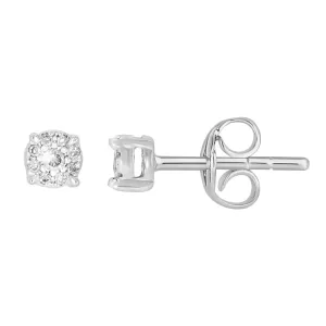 9ct White Gold Diamond Stud Earrings 18 Brilliant Cut Diamondss