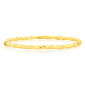 9ct Yellow Gold 4mm Silverfilled 65mm Twist Bangle